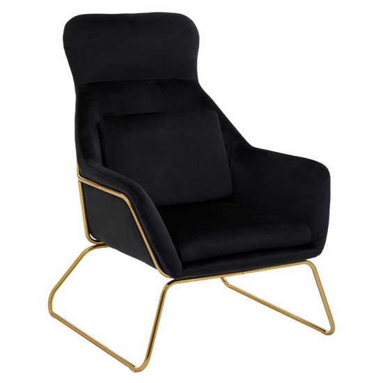 Read more about Porrima velvet armchair with gold metal frame in black