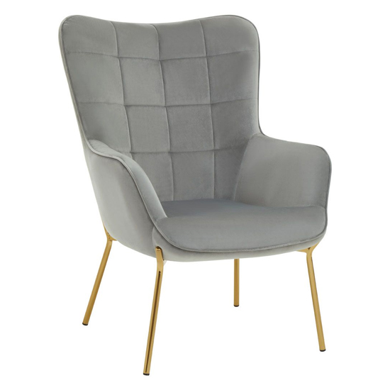 Product photograph of Porrima Velvet Upholstered Armchair In Grey from Furniture in Fashion