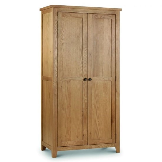Product photograph of Mabli Two Doors Wooden Wardrobe In Waxed Oak Finish from Furniture in Fashion