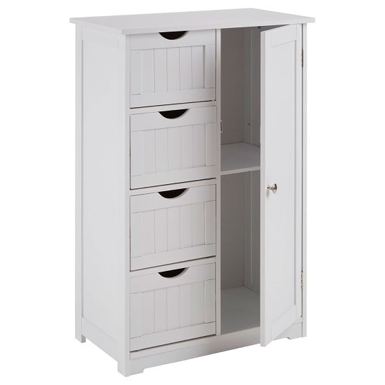 Portern 4 Drawers Single Door Cabinet In White | Furniture in Fashion