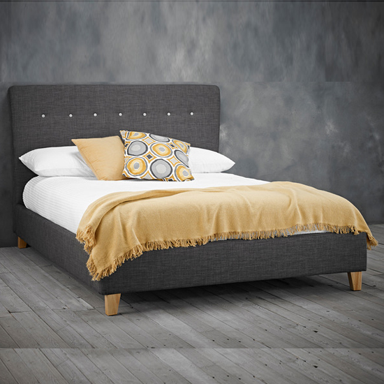 Product photograph of Porticos Fabric Double Bed In Grey from Furniture in Fashion