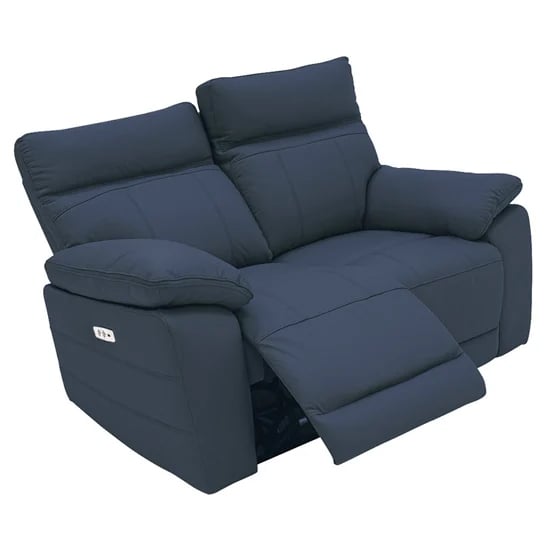 Product photograph of Posit Electric Recliner Leather 2 Seater Sofa In Indigo Blue from Furniture in Fashion