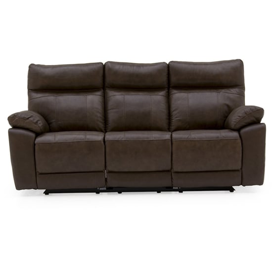 Product photograph of Posit Electric Recliner Leather 3 Seater Sofa In Brown from Furniture in Fashion