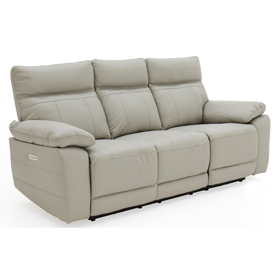 Photo of Posit electric recliner leather 3 seater sofa in light grey