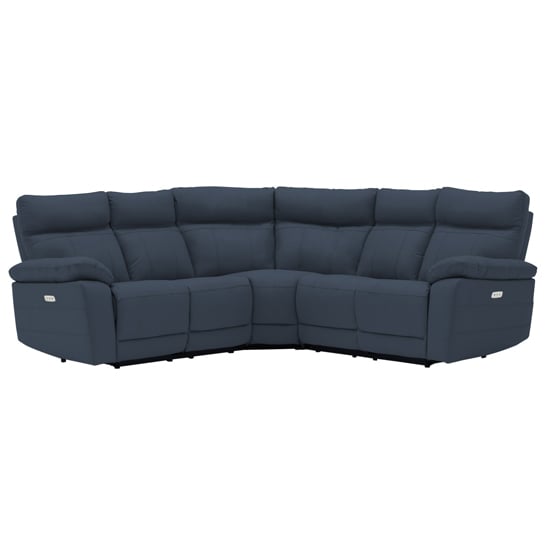 Product photograph of Posit Electric Recliner Leather Corner Sofa In Indigo Blue from Furniture in Fashion