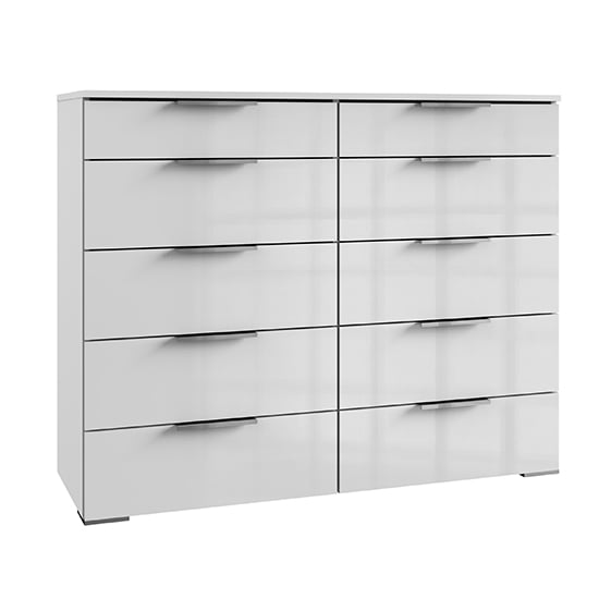 Product photograph of Posterior Chest Of Drawers In White High Gloss With 10 Drawers from Furniture in Fashion