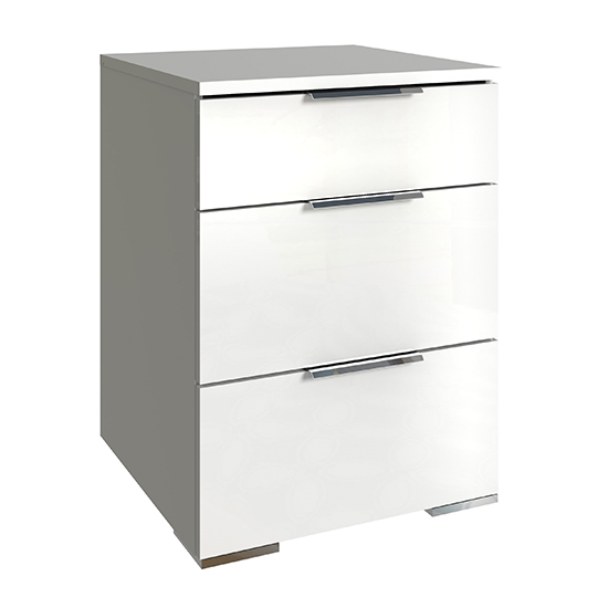 Product photograph of Posterior Chest Of Drawers In White High Gloss With 3 Drawers from Furniture in Fashion