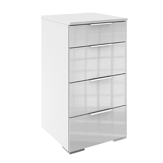 Read more about Posterior chest of drawers in white high gloss with 4 drawers