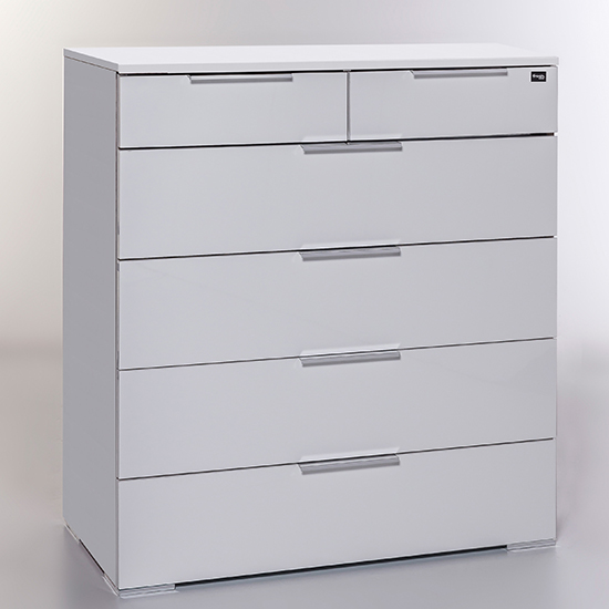 Product photograph of Posterior Chest Of Drawers In White High Gloss With 6 Drawers from Furniture in Fashion