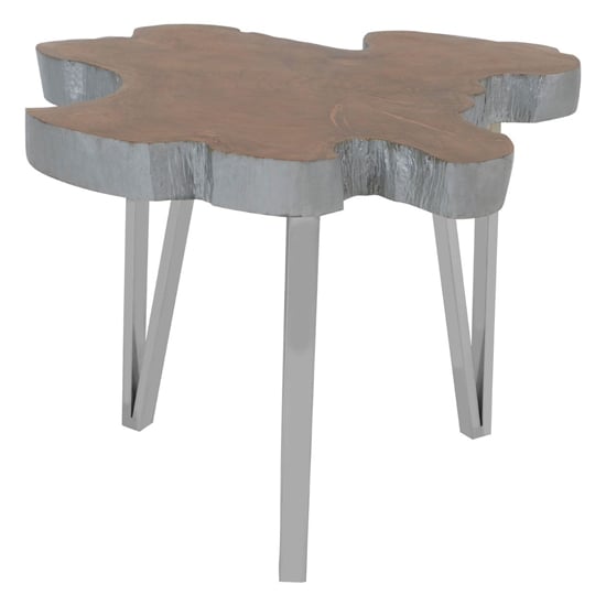 Product photograph of Praecipua Wooden Side Table In Natural And Silver from Furniture in Fashion