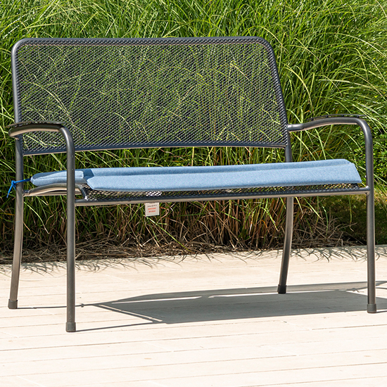 Read more about Prats outdoor seating bench in grey with blue cushion