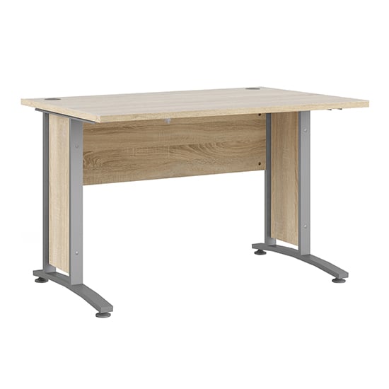 Read more about Prax 120cm computer desk in oak with silver grey legs