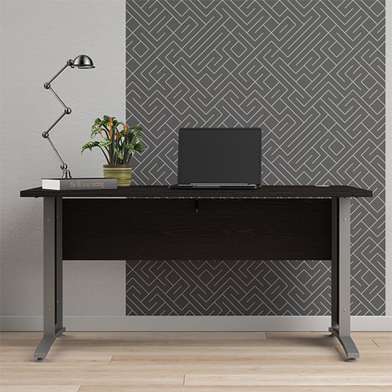 Photo of Prax 150cm computer desk in black with silver grey legs