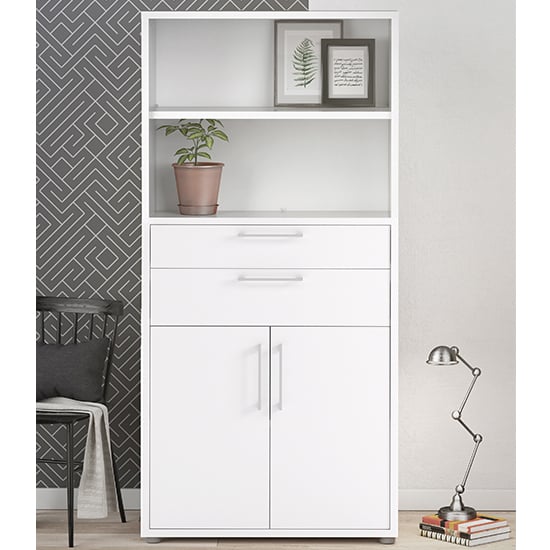 Photo of Prax tall 2 doors 2 drawers office storage cabinet in white
