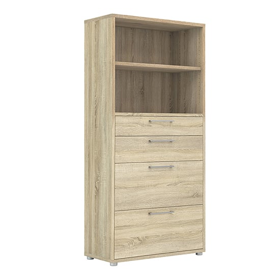 Read more about Prax 4 shelves 2 drawers office storage cabinet in oak