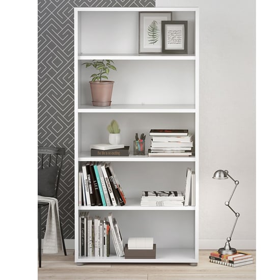 Read more about Prax wooden 4 shelves home and office bookcase in white