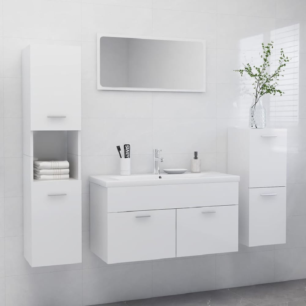 preston high gloss 90cm bathroom furniture set in white