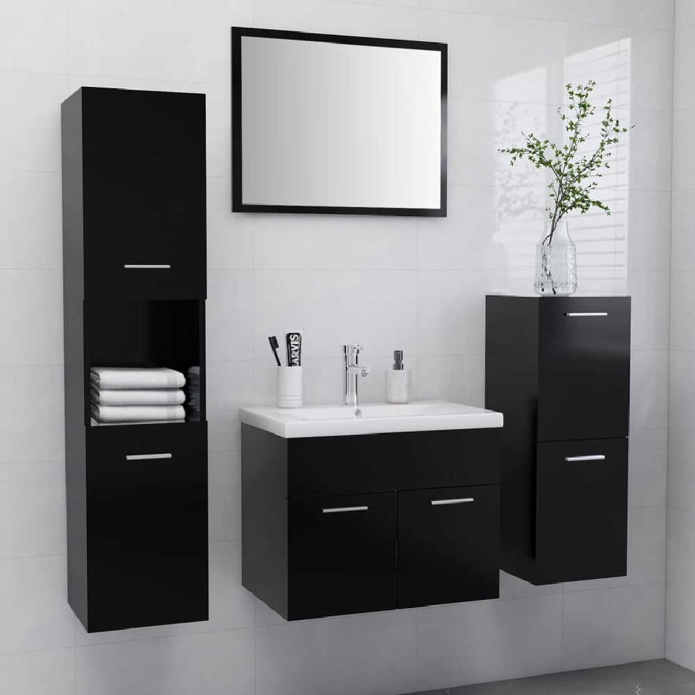 preston wooden 60cm bathroom furniture set in black