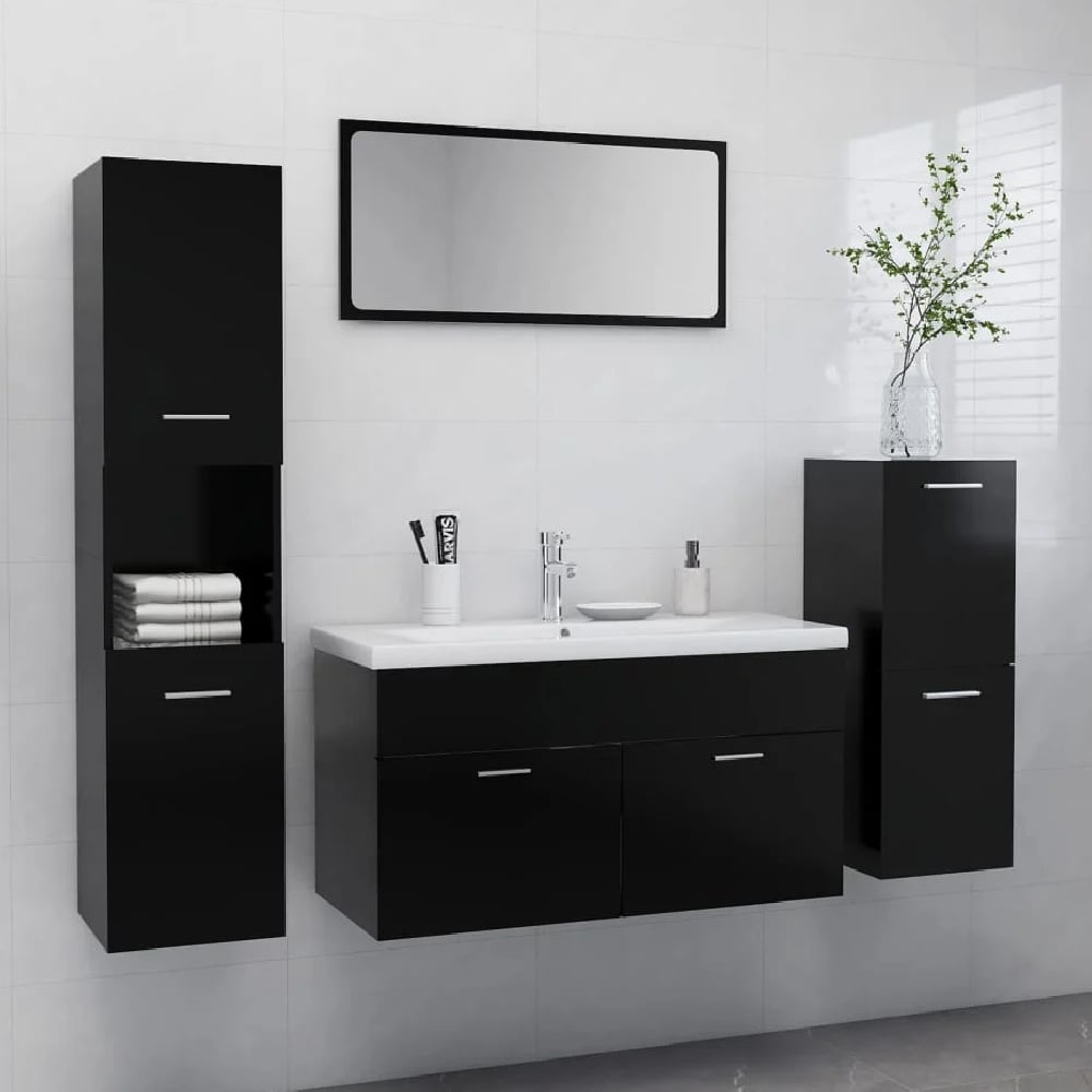 Read more about Preston wooden 90cm bathroom furniture set in black white