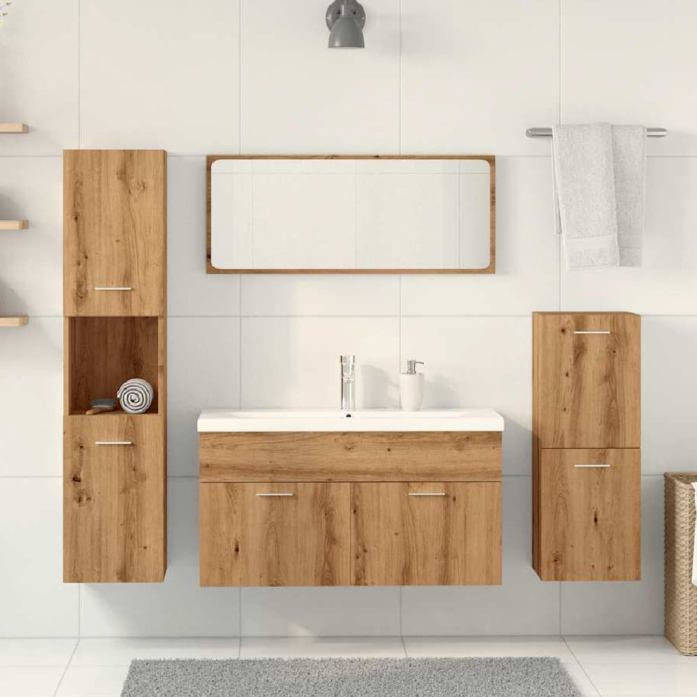 preston wooden 90cm bathroom furniture set in light oak