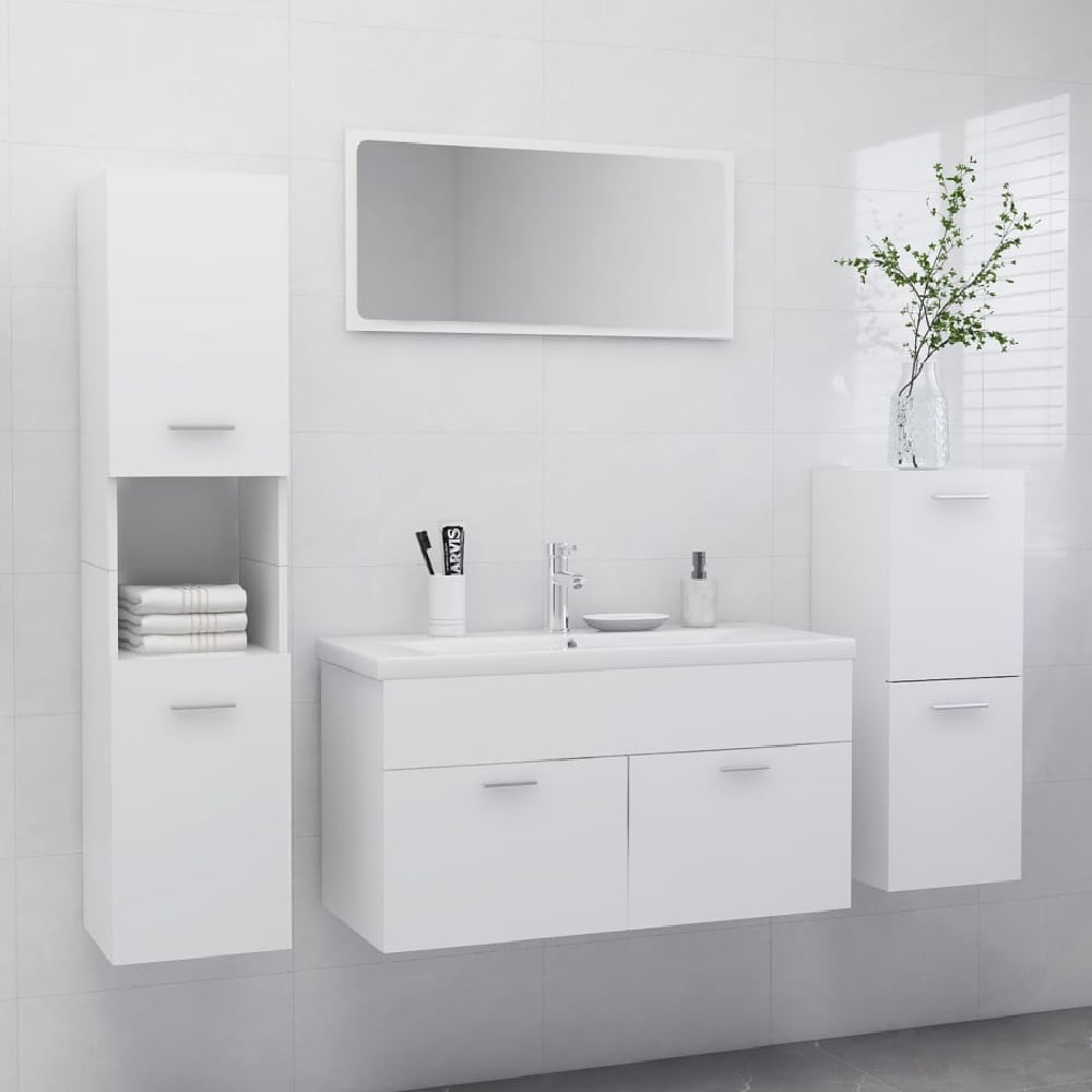 preston wooden 90cm bathroom furniture set in white