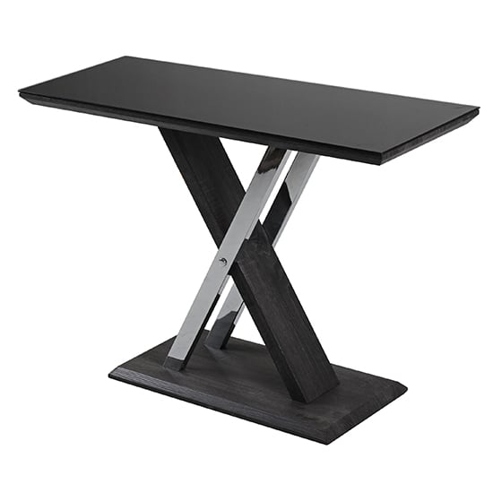 Product photograph of Prica Black Glass Top Console Table With Black Base from Furniture in Fashion