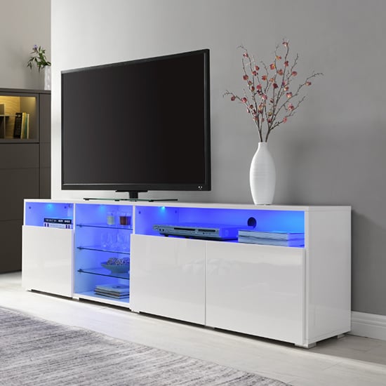 Read more about Prieto high gloss tv stand sideboard in white with led lights
