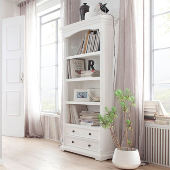 Read more about Proviko wooden bookcase with 2 drawers in classic white