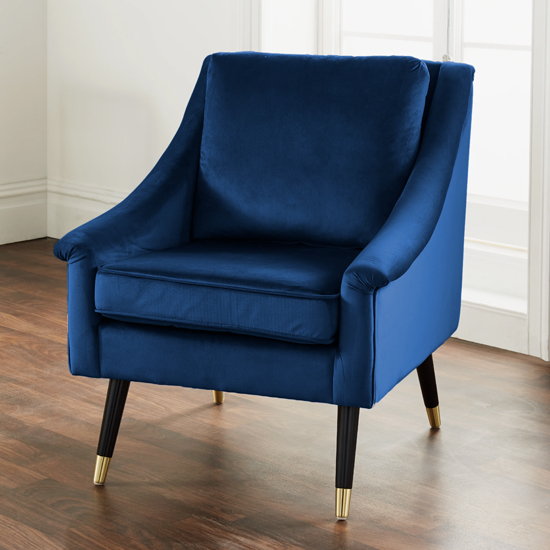 Product photograph of Provo Velvet Upholstered Armchair In Mystique Blue from Furniture in Fashion