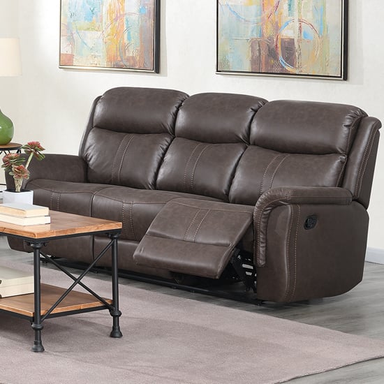 View Proxima fabric 3 seater sofa in rustic brown