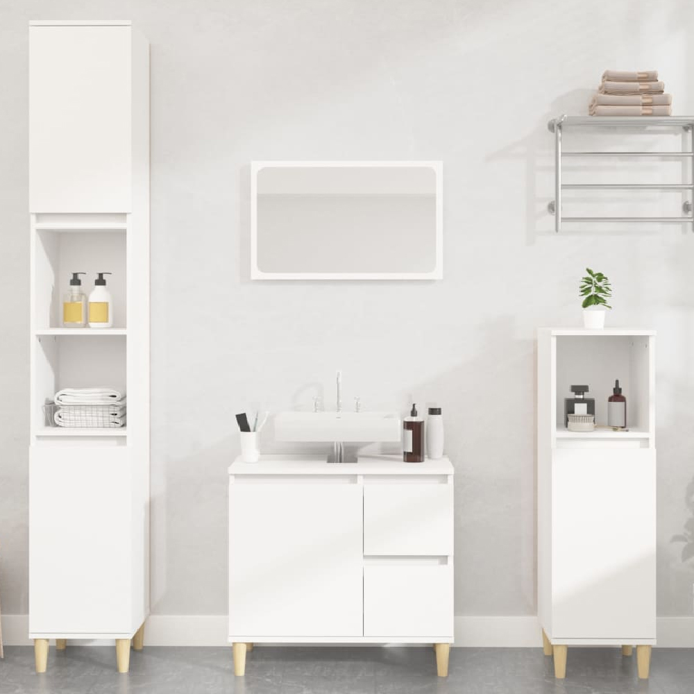 Read more about Pueblo wooden 3 piece bathroom furniture set in white