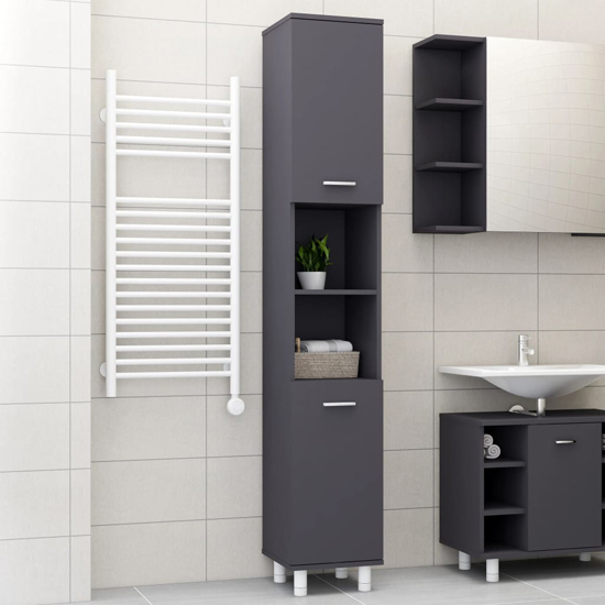 Product photograph of Pueblo Wooden Bathroom Storage Cabinet With 2 Doors In Grey from Furniture in Fashion