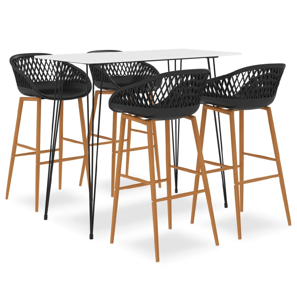 Read more about Pullman white wooden bar table with 4 metal stools in black oak