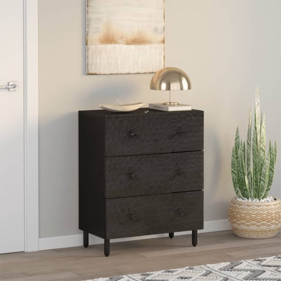 Product photograph of Purbeck Mango Wood Chest Of 3 Drawers In Black from Furniture in Fashion