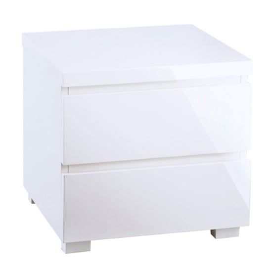 Read more about Purer high gloss bedside cabinet with 2 drawers in white