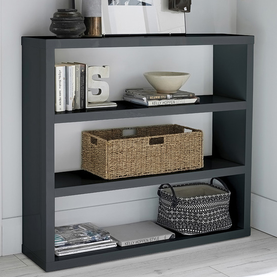 Photo of Purer high gloss bookcase with 4 shelves in charcoal