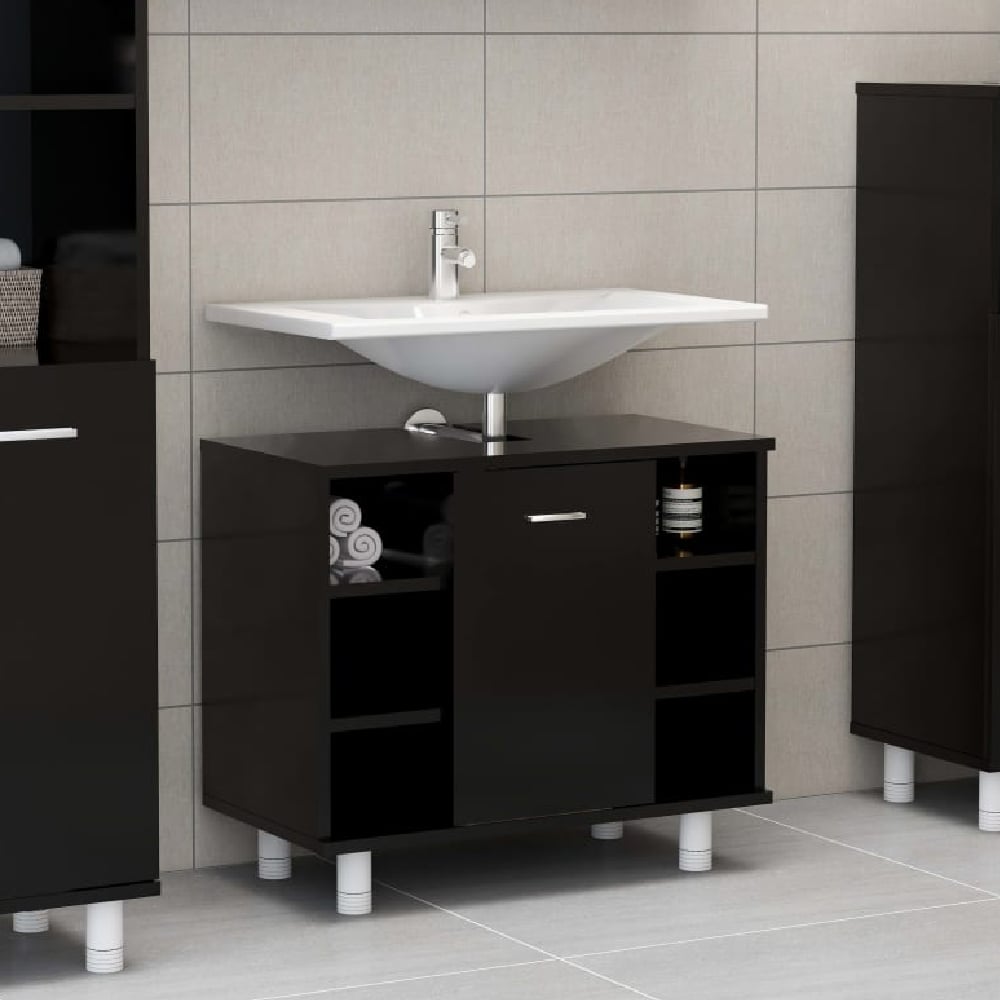 Read more about Putnam wooden vanity unit with 1 door in black