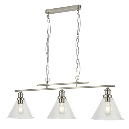 Read more about Pyramid 3 lights glass shade pendant light in satin silver