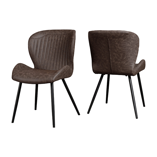 Product photograph of Qinson Brown Faux Leather Dining Chairs In Pair from Furniture in Fashion