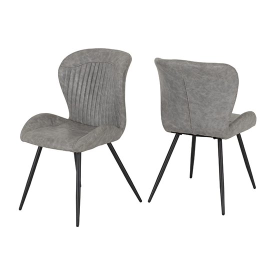 Product photograph of Qinson Grey Faux Leather Dining Chairs In Pair from Furniture in Fashion