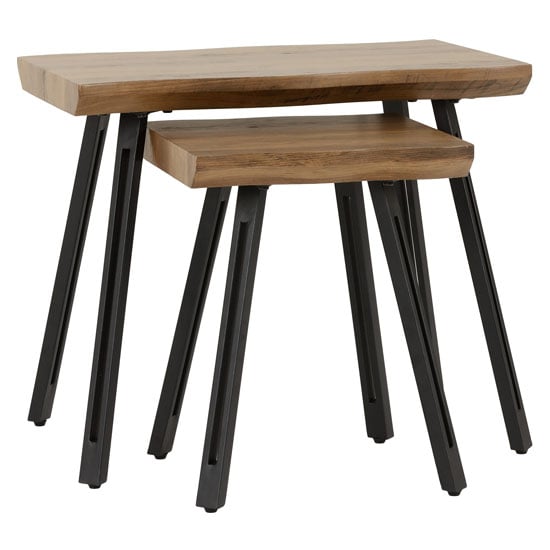Read more about Qinson wave edge set of 2 nest of tables in medium oak effect