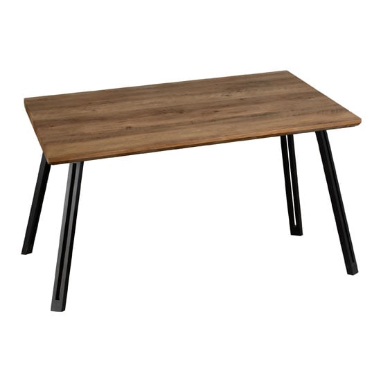 Photo of Qinson wooden straight edge dining table in medium oak effect