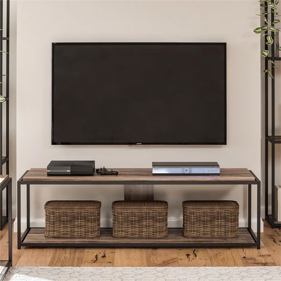 Product photograph of Quebec Wooden Tv Stand In Weathered Oak from Furniture in Fashion