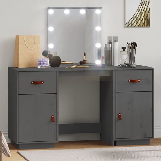 Read more about Quella pinewood dressing table in grey with led lights