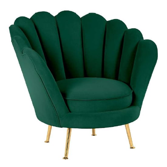 Read more about Quilla velvet tub chair in green with gold metal legs