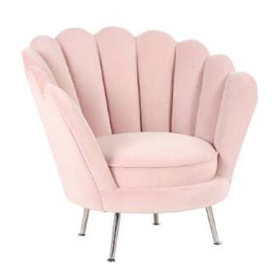 Read more about Quilla velvet tub chair in light pink with chrome metal legs