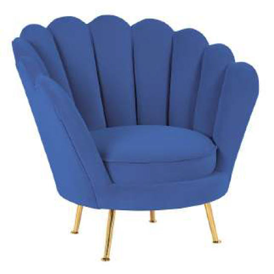 Read more about Quilla velvet tub chair in royal blue with gold metal legs