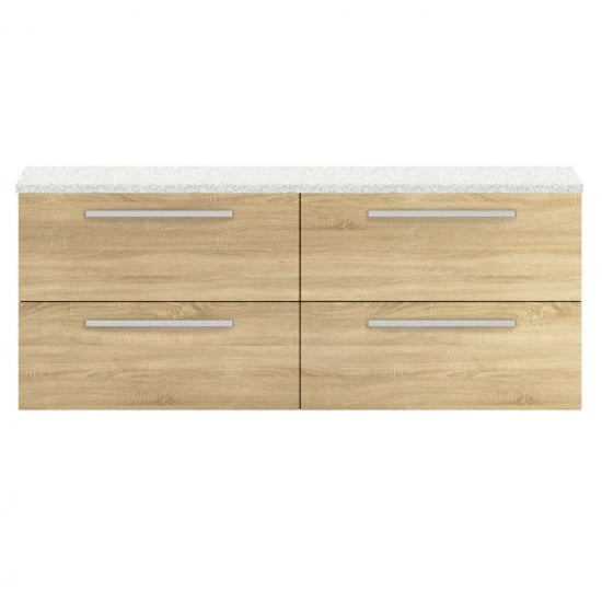 Product photograph of Quincy 144cm Wall Vanity With White Worktop In Natural Oak from Furniture in Fashion