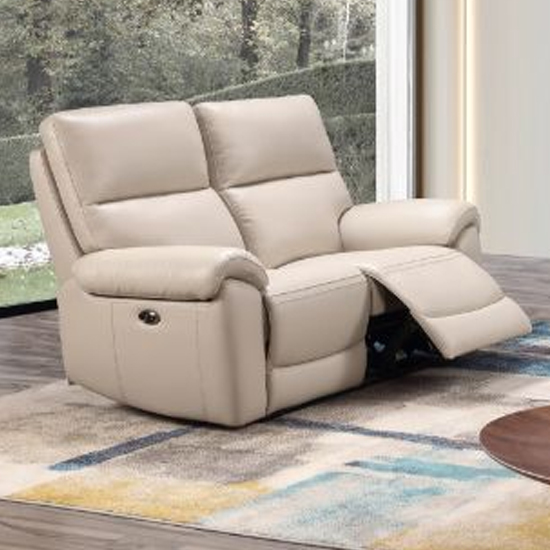 Read more about Radford leather electric recliner 2 seater sofa in chalk