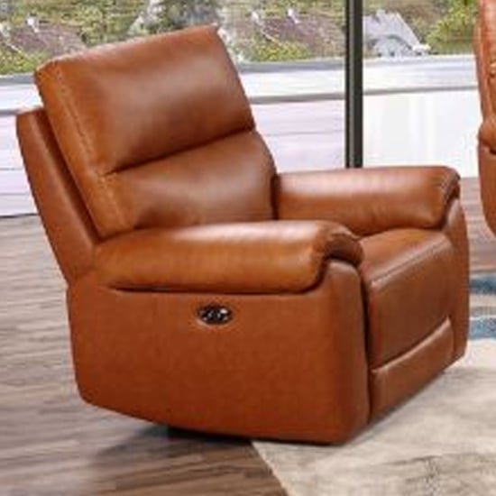 View Radford leather electric recliner chair in tan